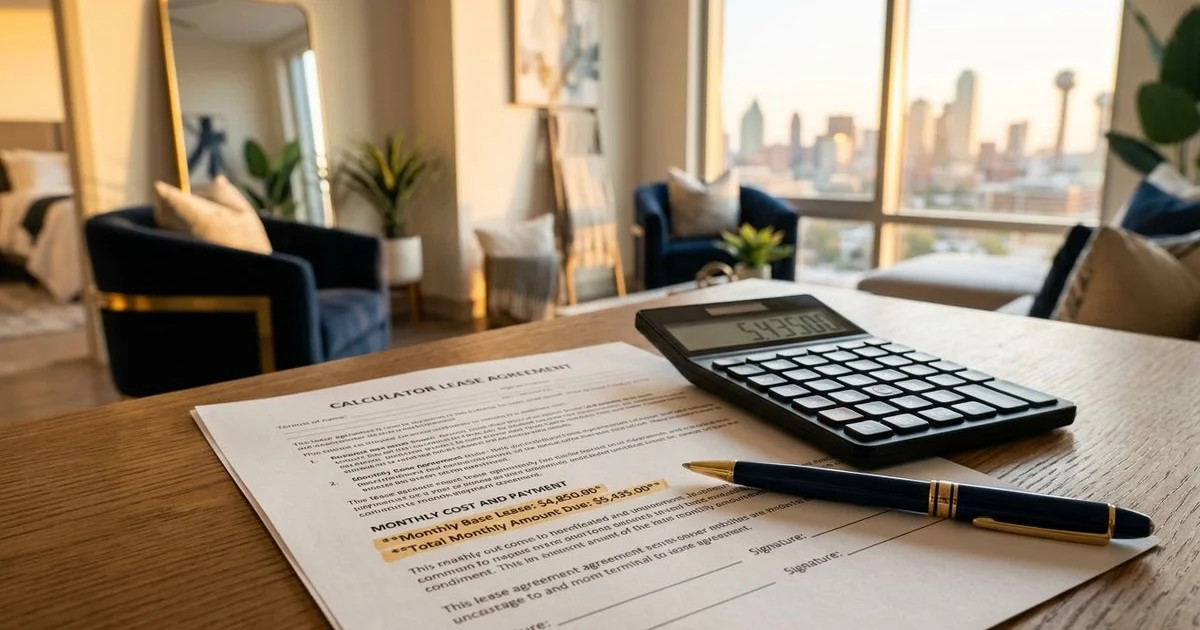 Cost calculator with lease agreement