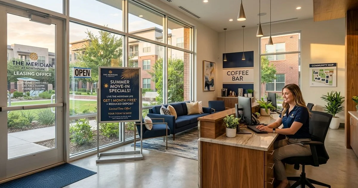 Summer move-in specials at a DFW leasing office