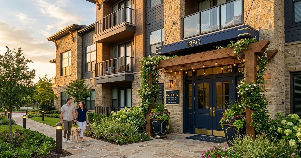 Garden-style DFW community exterior