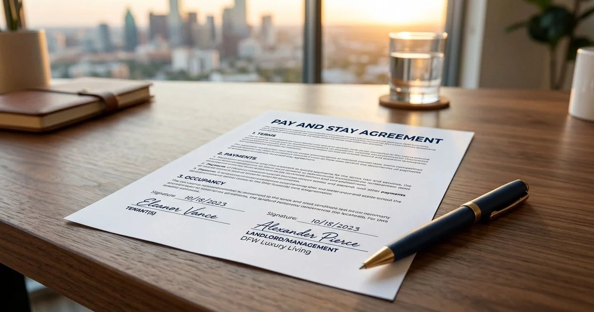 Pay-and-stay agreement close-up