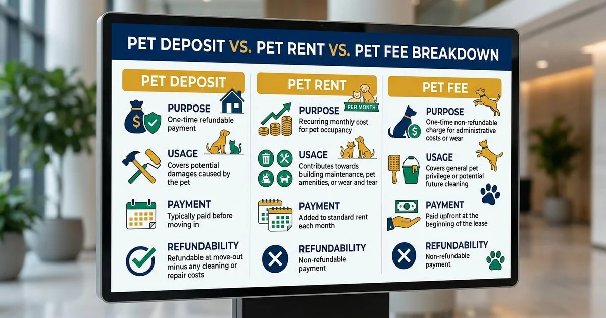 Pet deposit vs pet rent vs pet fee breakdown