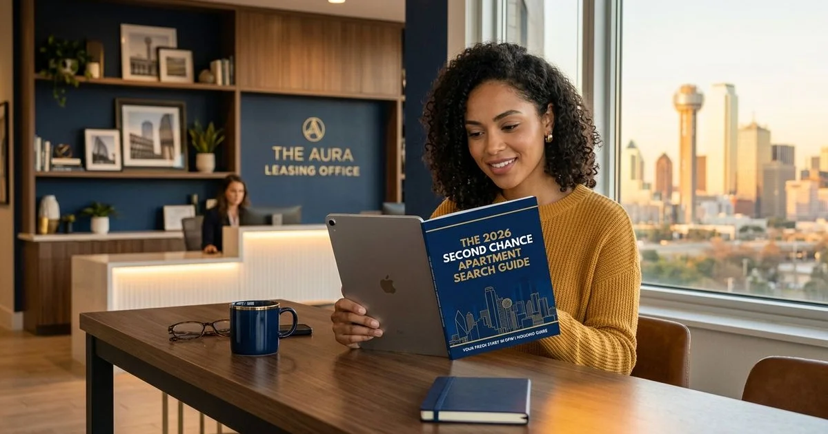 Renter reading the 2026 Second Chance Apartment Search Guide
