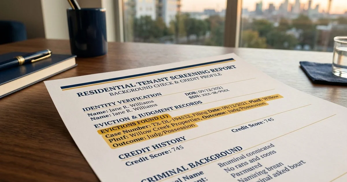 Tenant screening report close-up