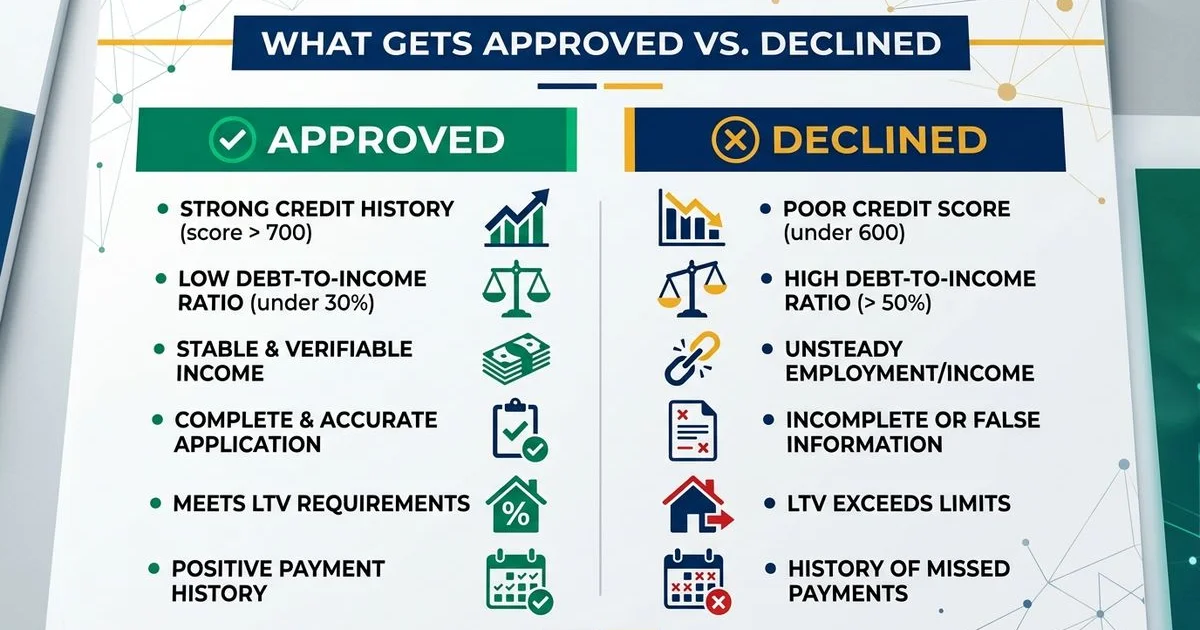 Approval vs decline factors with background flag