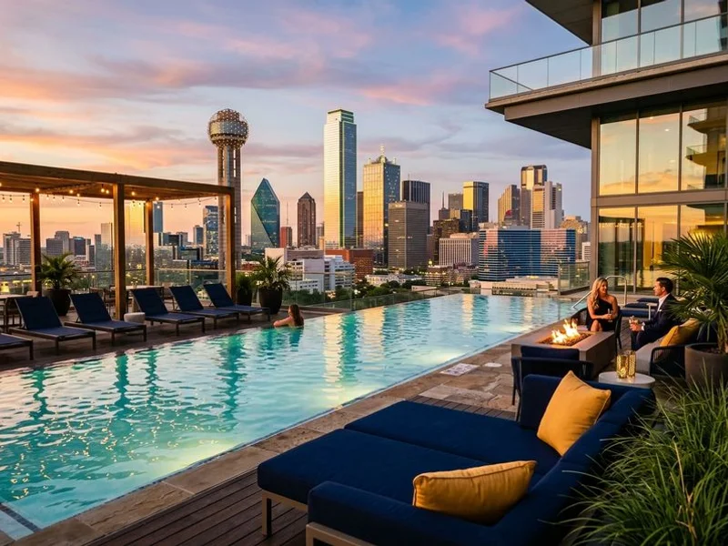 Premium rooftop amenity at sunset